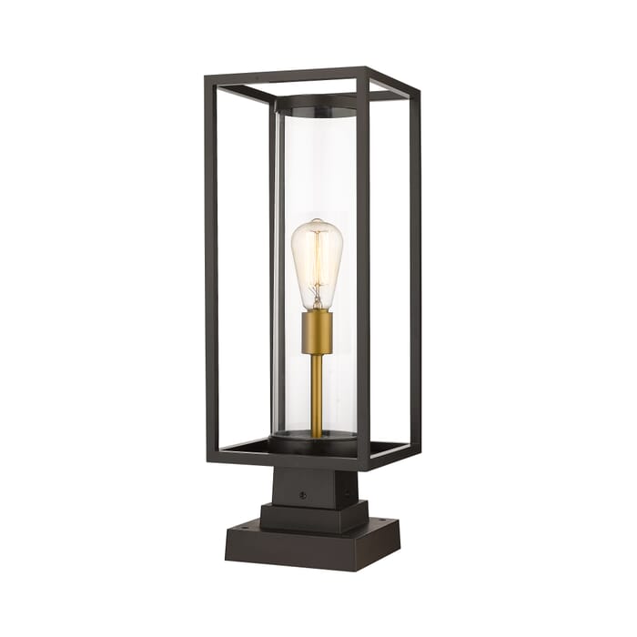Z-Lite Dunbroch 1-Light Outdoor Pier Mounted Fixture Light In Deep Bronze With Outdoor Brass Z-Lite Dunbroch 1-Light Outdoor Pier Mounted Fixture Light In Deep Bronze With Outdoor Brass