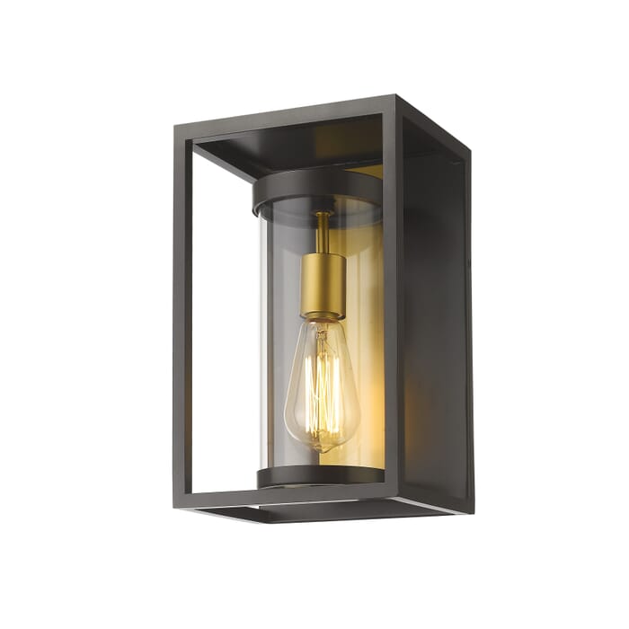 Z-Lite Dunbroch 1-Light Outdoor Wall Sconce In Deep Bronze With Outdoor Brass Z-Lite Dunbroch 1-Light Outdoor Wall Sconce In Deep Bronze With Outdoor Brass