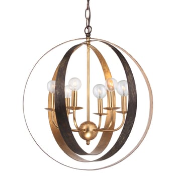 Crystorama Luna 6-Light 23" Chandelier in English Bronze And Antique Gold