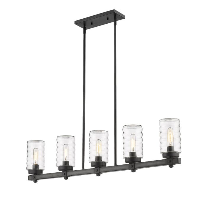 Z-Lite Tahoe 5-Light Linear Pendant Light In Ashen Barnboard Z-Lite Tahoe 5-Light Linear Pendant Light In Ashen Barnboard