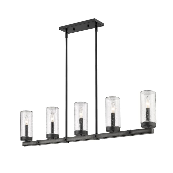 Z-Lite Marlow 5-Light Linear Pendant Light In Ashen Barnboard Z-Lite Marlow 5-Light Linear Pendant Light In Ashen Barnboard
