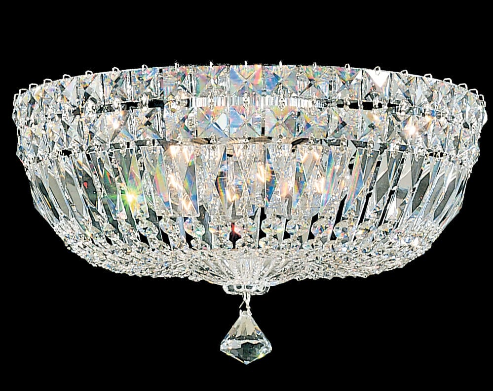 Petit Crystal Deluxe 5-Light Flush Mount Ceiling Light in Silver