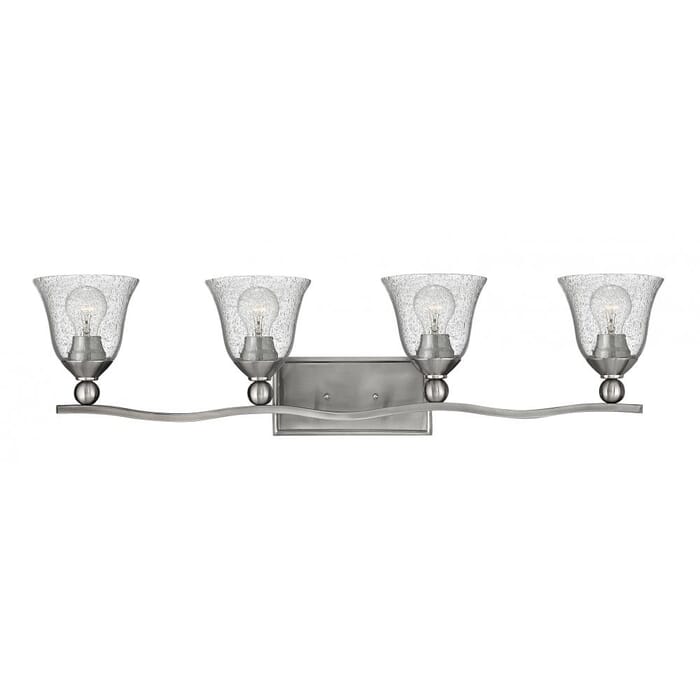 Hinkley Bolla 4-Light Bathroom Vanity Light in Brushed Nickel with Clear Glass Hinkley Bolla 4-Light Bathroom Vanity Light in Brushed Nickel with Clear Glass