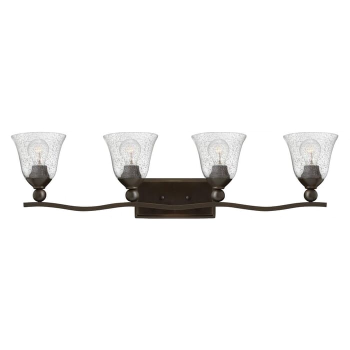 Hinkley Bolla 4-Light Bathroom Vanity Light in Olde Bronze with Clear Glass Seedy Hinkley Bolla 4-Light Bathroom Vanity Light in Olde Bronze with Clear Glass Seedy