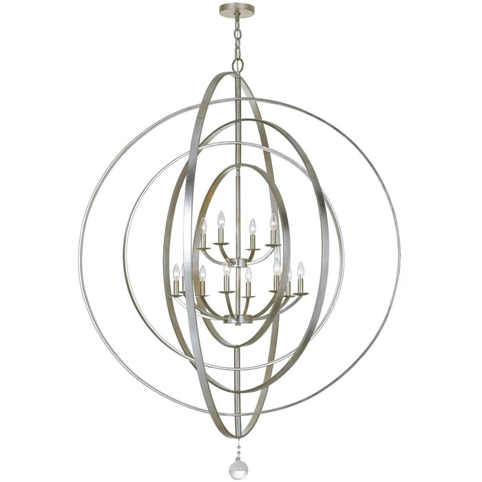 Crystorama Luna 12-Light 70" Industrial Chandelier in Antique Silver Crystorama Luna 12-Light 70" Industrial Chandelier in Antique Silver