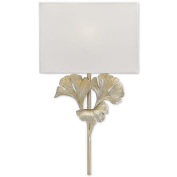 Currey & Company 25" Gingko Silver Wall Sconce in Distressed Silver Leaf