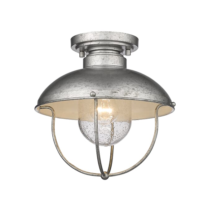 Z-Lite Ansel 1-Light Outdoor Flush Ceiling Mount Fixture Ceiling Light In Galvanized Z-Lite Ansel 1-Light Outdoor Flush Ceiling Mount Fixture Ceiling Light In Galvanized