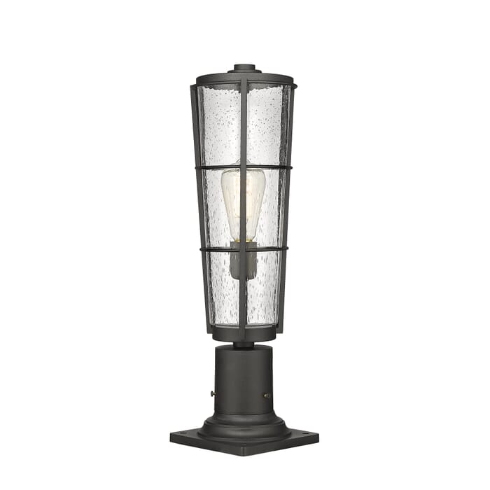 Z-Lite Helix 1-Light Outdoor Pier Mounted Fixture Light In Black Z-Lite Helix 1-Light Outdoor Pier Mounted Fixture Light In Black