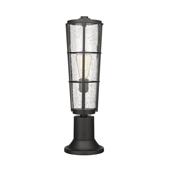 Z-Lite Helix 1-Light Outdoor Pier Mounted Fixture Light In Black Z-Lite Helix 1-Light Outdoor Pier Mounted Fixture Light In Black