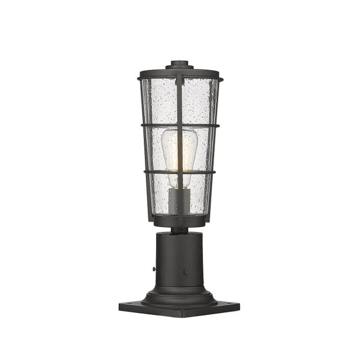 Z-Lite Helix 1-Light Outdoor Pier Mounted Fixture Light In Black Z-Lite Helix 1-Light Outdoor Pier Mounted Fixture Light In Black