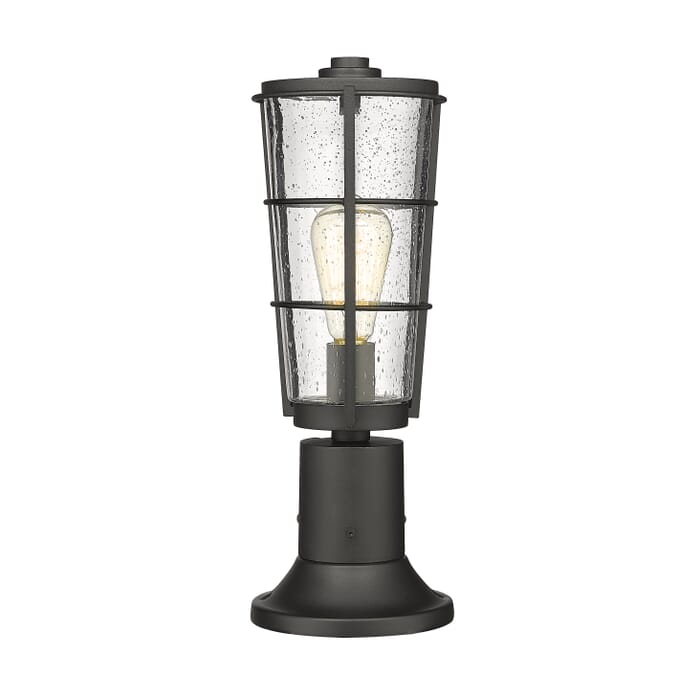 Z-Lite Helix 1-Light Outdoor Pier Mounted Fixture Light In Black Z-Lite Helix 1-Light Outdoor Pier Mounted Fixture Light In Black