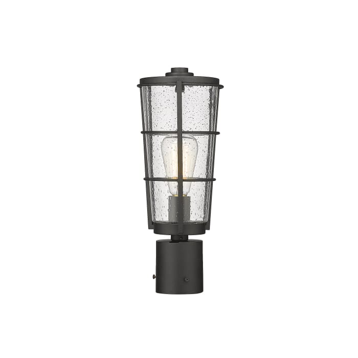 Z-Lite Helix 1-Light Outdoor Post Mount Fixture Light In Black Z-Lite Helix 1-Light Outdoor Post Mount Fixture Light In Black