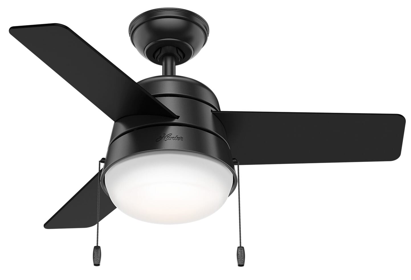 Hunter Aker 2 Light 36 Indoor Ceiling Fan In Matte Black   59302 Hunter Aker Led Small Room Ceiling Fan 