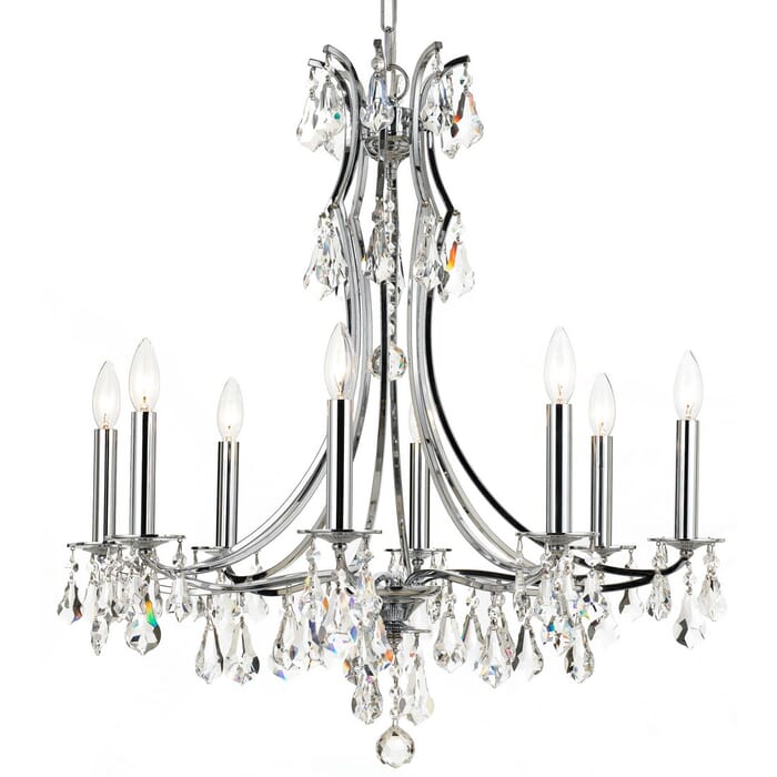 Crystorama Cedar 8-Light 27" Traditional Chandelier in Polished Chrome with Clear Hand Cut Crystals Crystorama Cedar 8-Light 27" Traditional Chandelier in Polished Chrome with Clear Hand Cut Crystals