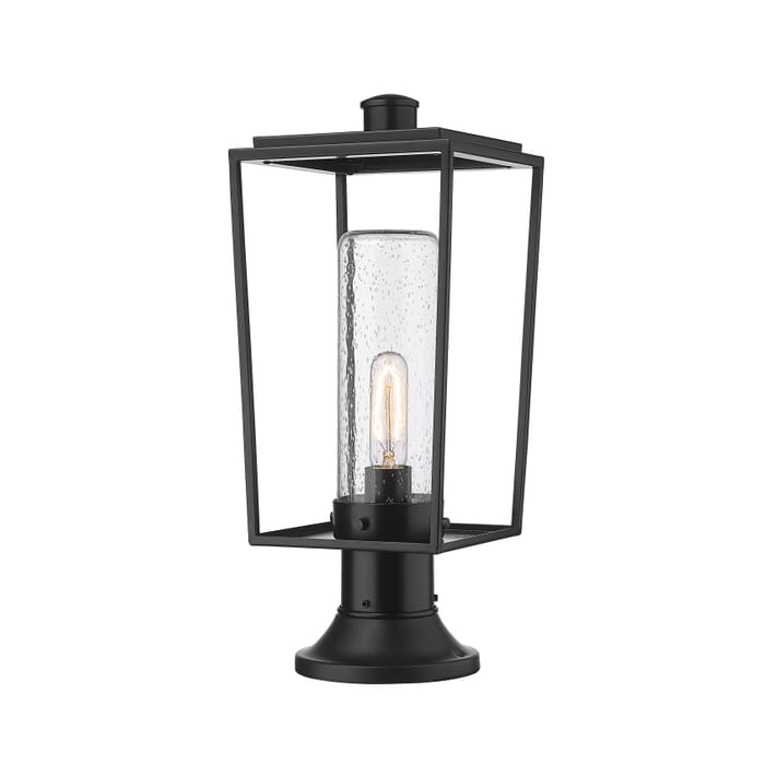 Z-Lite Sheridan 1-Light Outdoor Pier Mounted Fixture Light In Black Z-Lite Sheridan 1-Light Outdoor Pier Mounted Fixture Light In Black