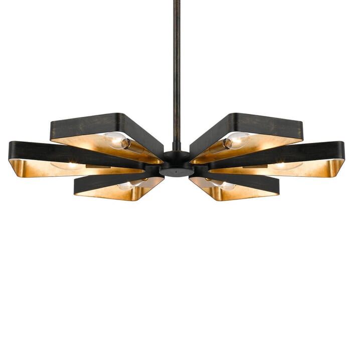 Crystorama Luna 6-Light 4" Industrial Chandelier in English Bronze And Antique Gold Crystorama Luna 6-Light 4" Industrial Chandelier in English Bronze And Antique Gold