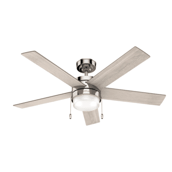 Hunter Claudette 2-Light 52" Ceiling Fan in Polished Nickel