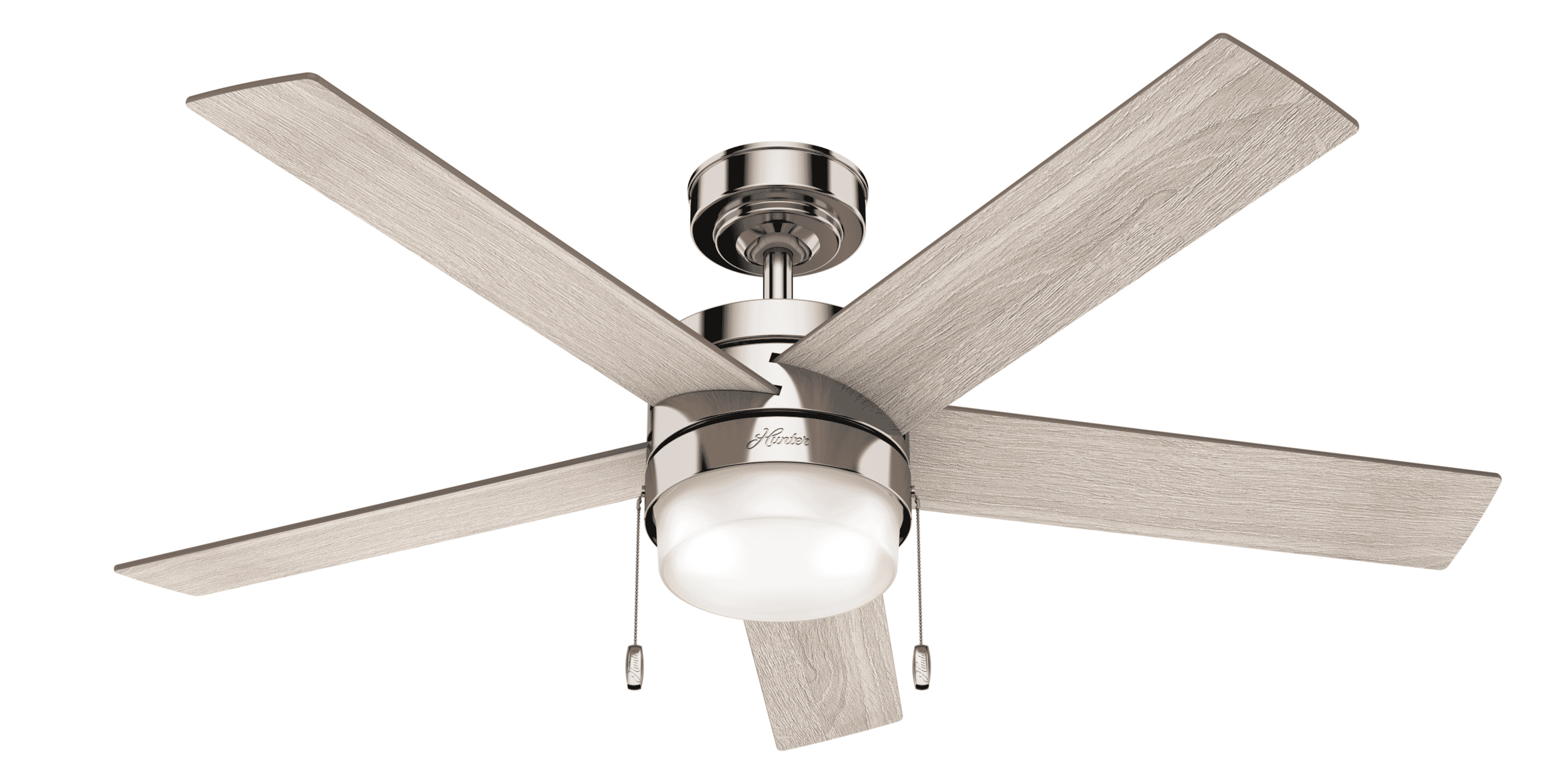 Hunter Claudette 2-Light 52" Ceiling Fan in Polished Nickel