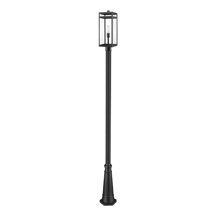 Z-Lite Nuri 1-Light Outdoor Post Mounted Fixture Light In Black Z-Lite Nuri 1-Light Outdoor Post Mounted Fixture Light In Black