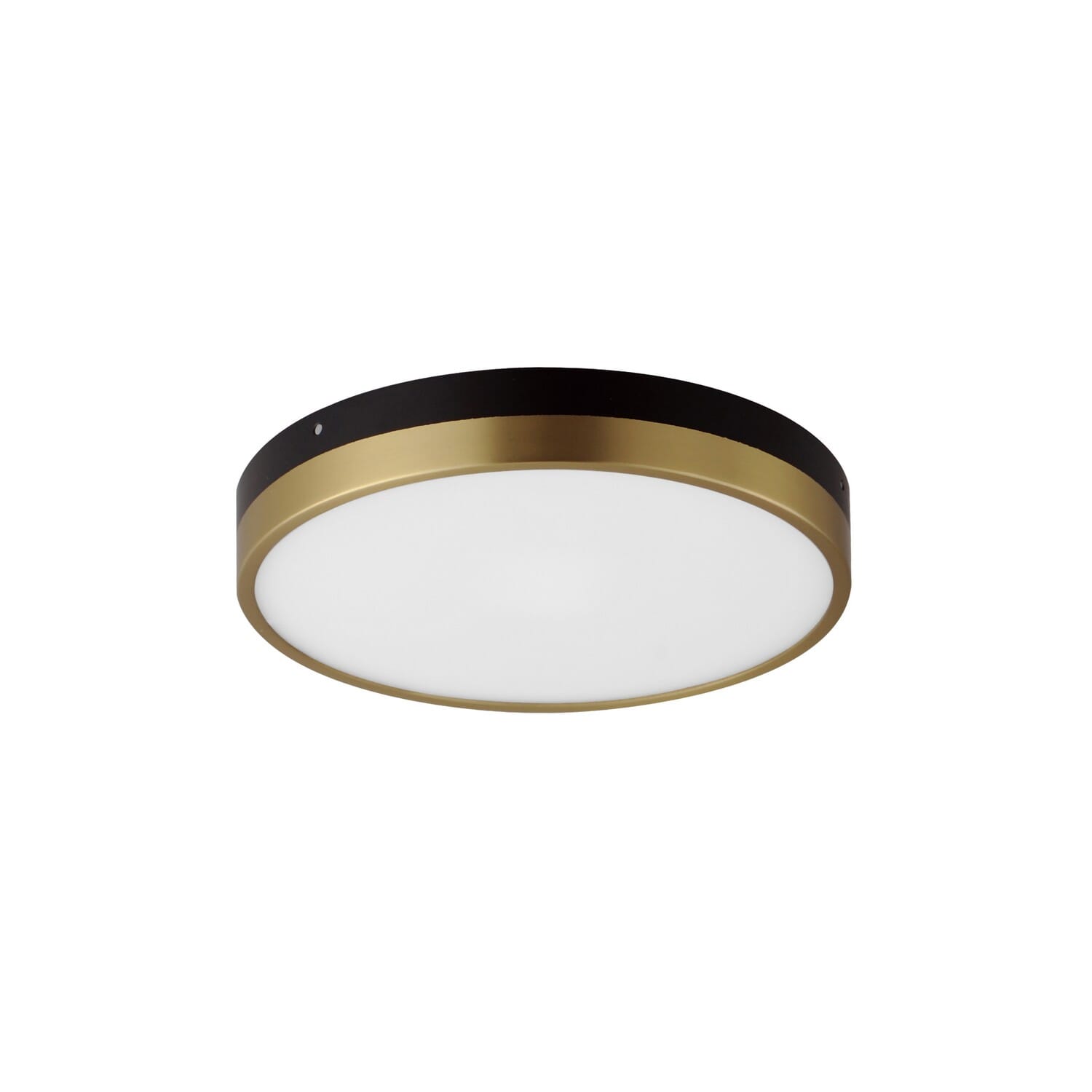 Dapper 1-Light LED Flush Mount in Black with Antique Brass