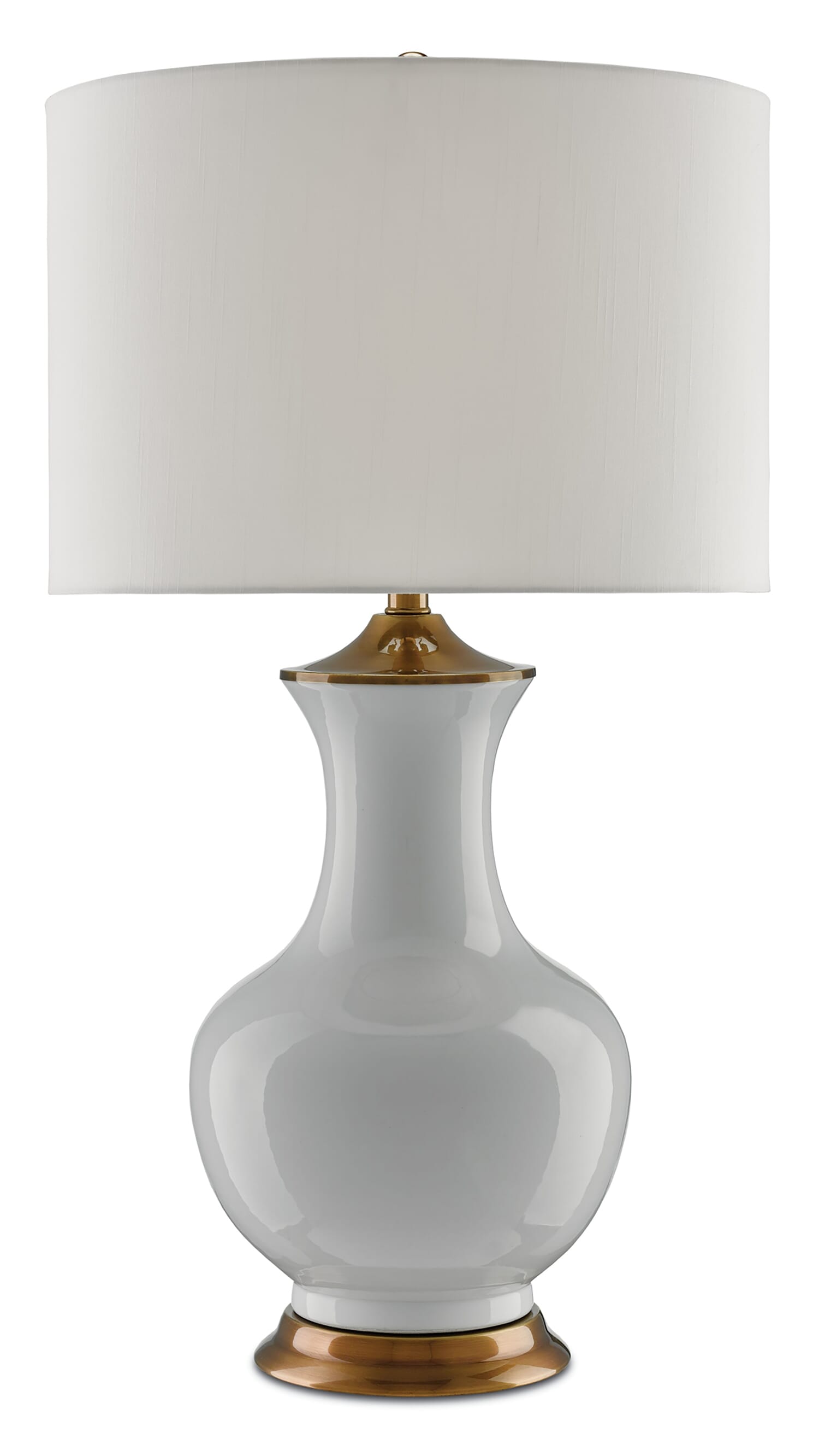 32" Lilou White Table Lamp in White and Antique Brass