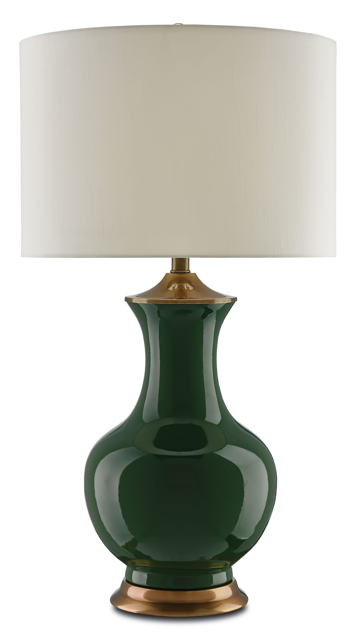 32" Lilou Green Table Lamp in Green and Antique Brass