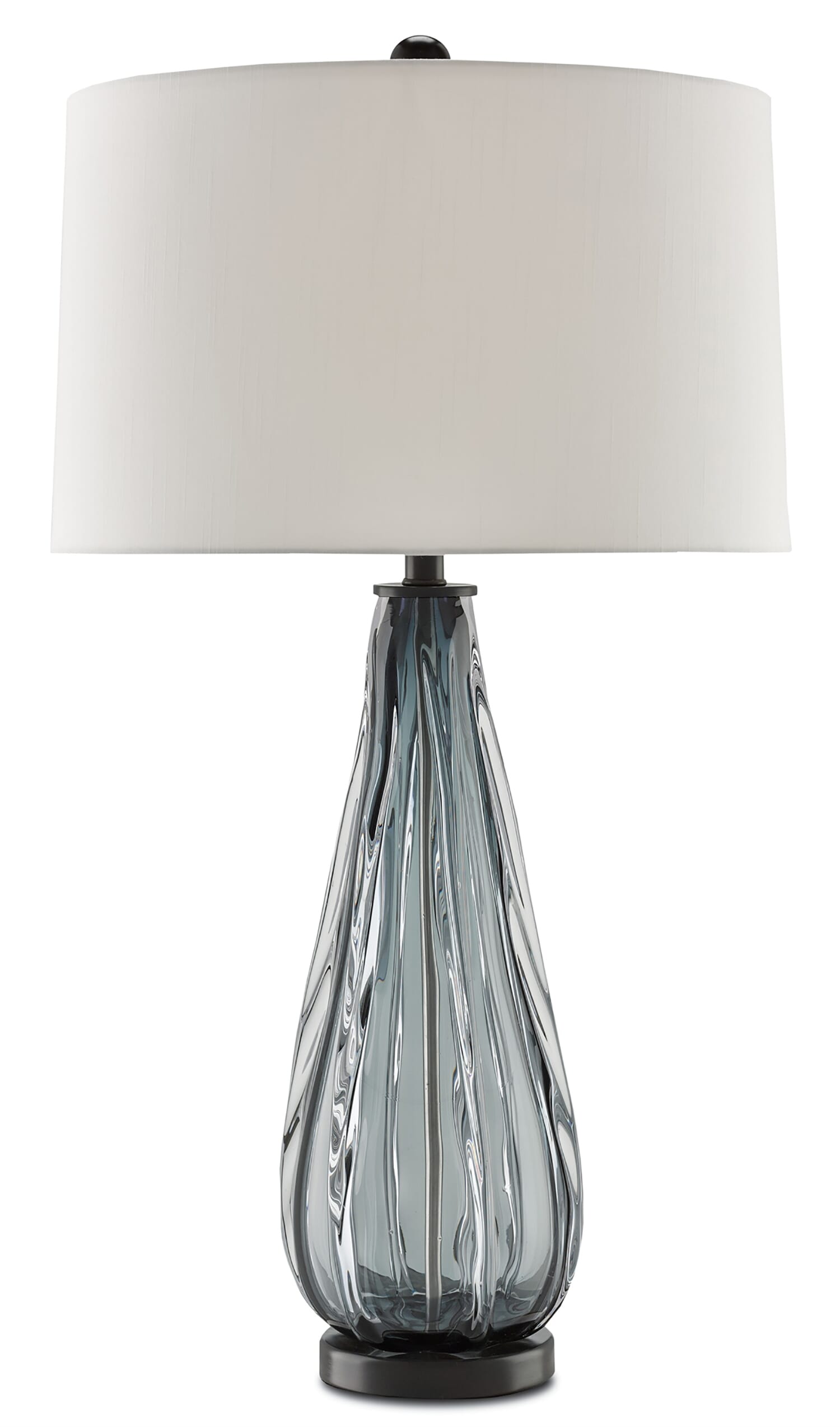 33" Nightcap Table Lamp in Blue-Gray, Clear and Black