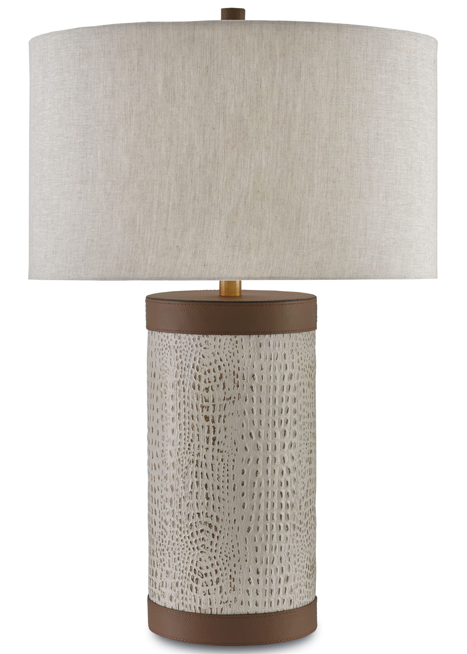 30" Baptiste Table Lamp in Ivory, Brown and Brushed Brass