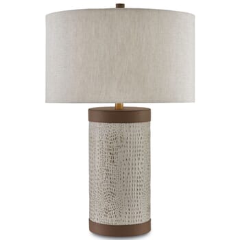 Currey & Company 30" Baptiste Table Lamp in Ivory, Brown and Brushed Brass