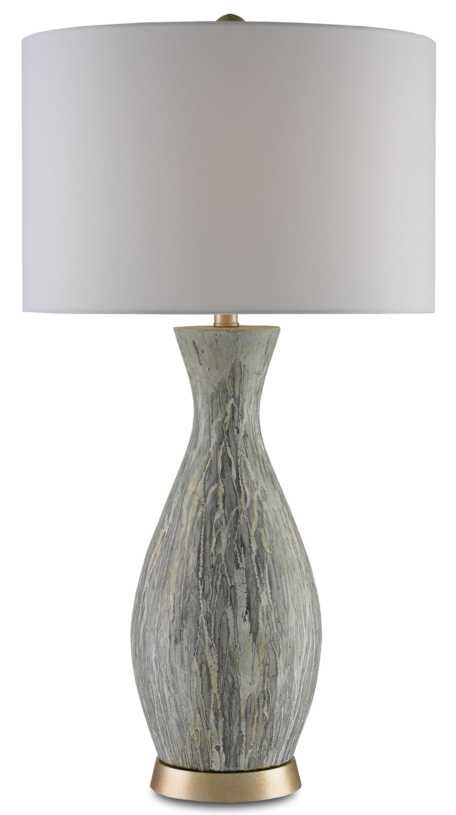 32" Rana Table Lamp in Light Green, White and Silver Leaf