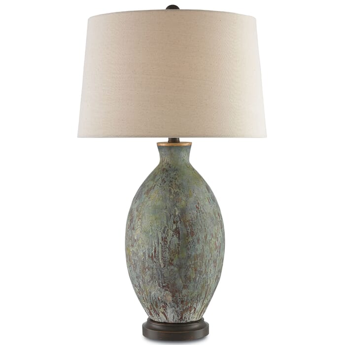 Currey & Company 30" Remi Table Lamp in Green, Dark Red and Bronze Gold Currey & Company 30" Remi Table Lamp in Green, Dark Red and Bronze Gold