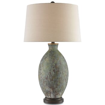 Currey & Company 30" Remi Table Lamp in Green, Dark Red and Bronze Gold