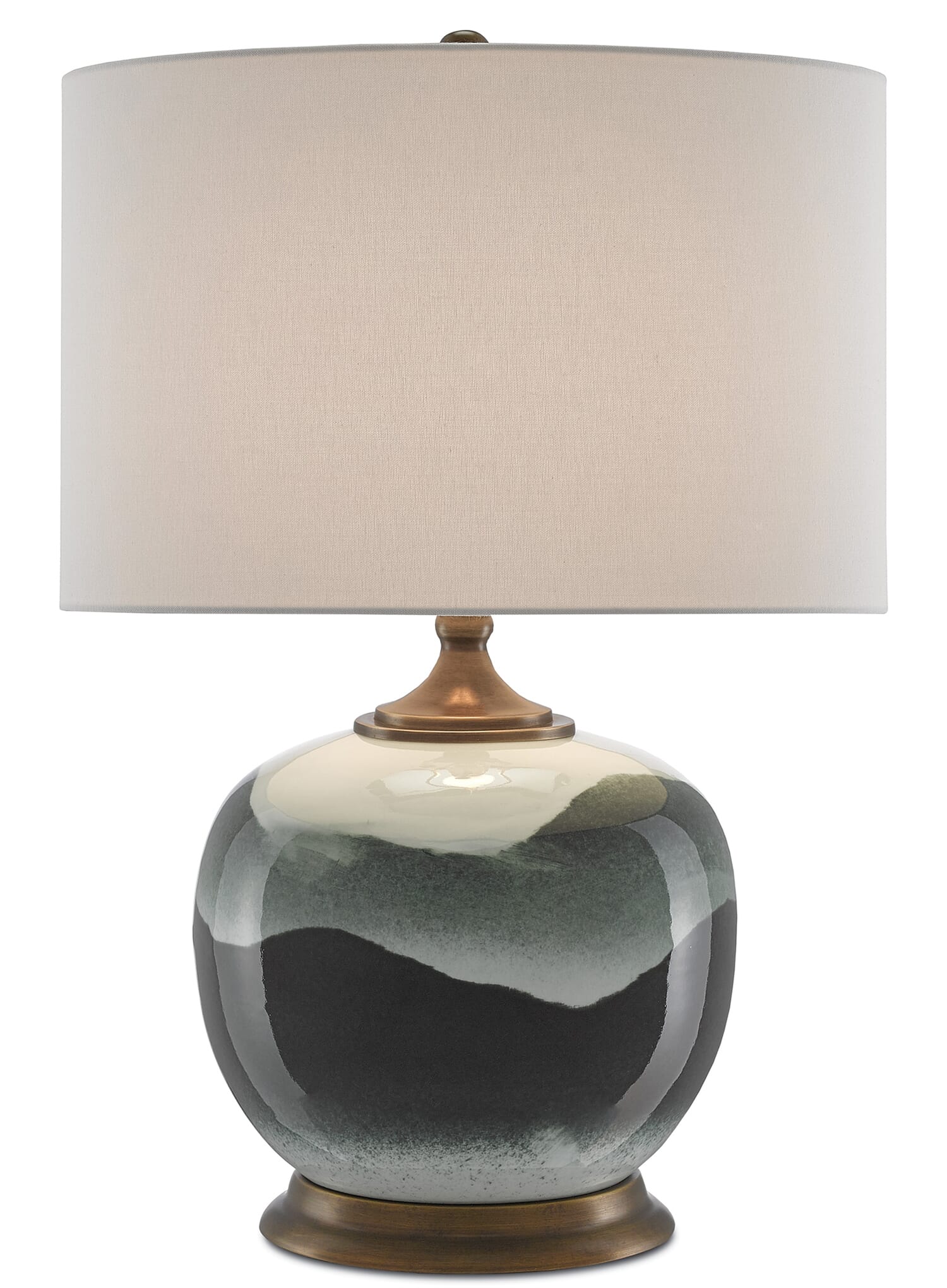 25" Boreal Table Lamp in White, Green and Antique Brass