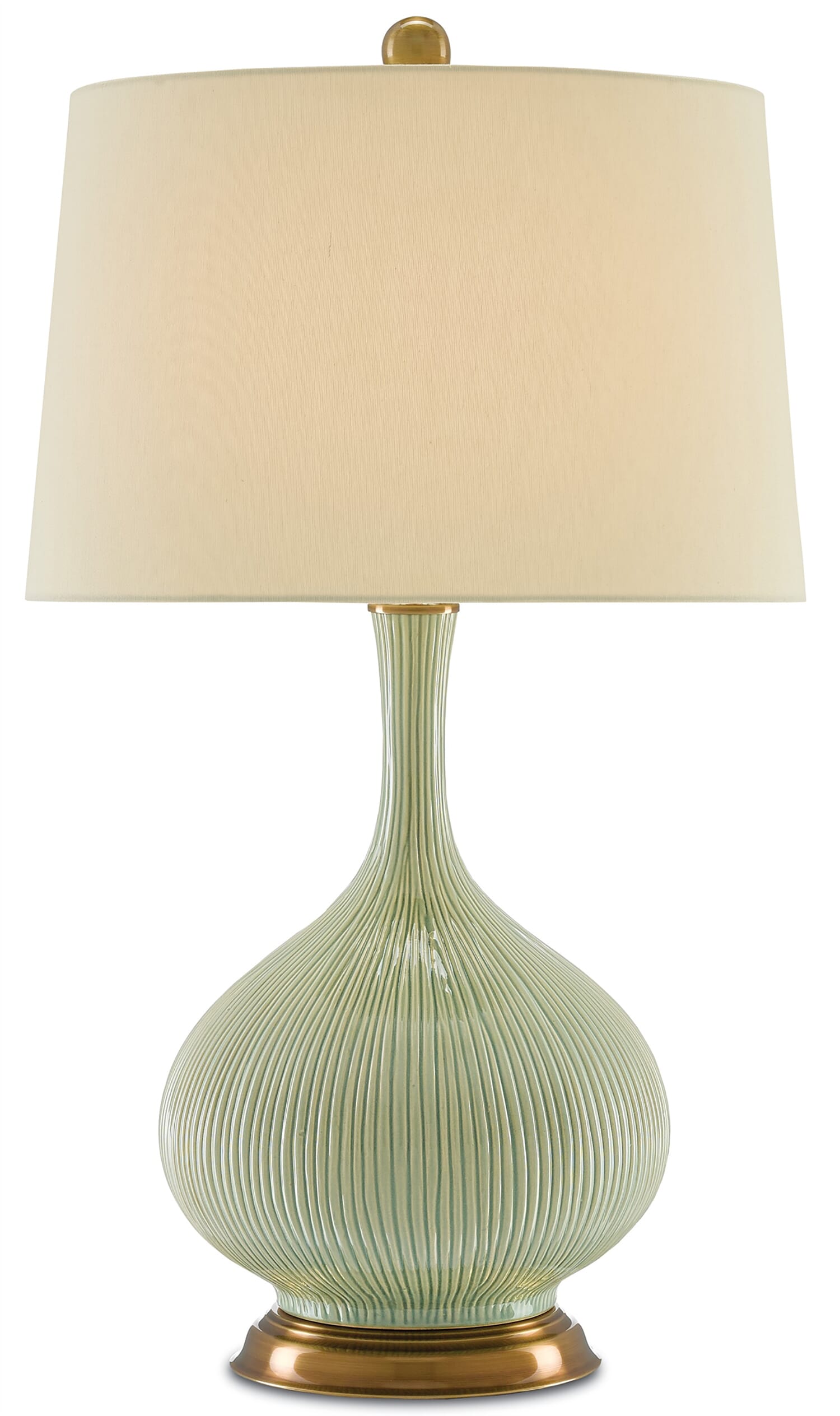 30" Cait Table Lamp in Grass Green and Antique Brass