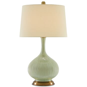 Currey & Company 30" Cait Table Lamp in Grass Green and Antique Brass