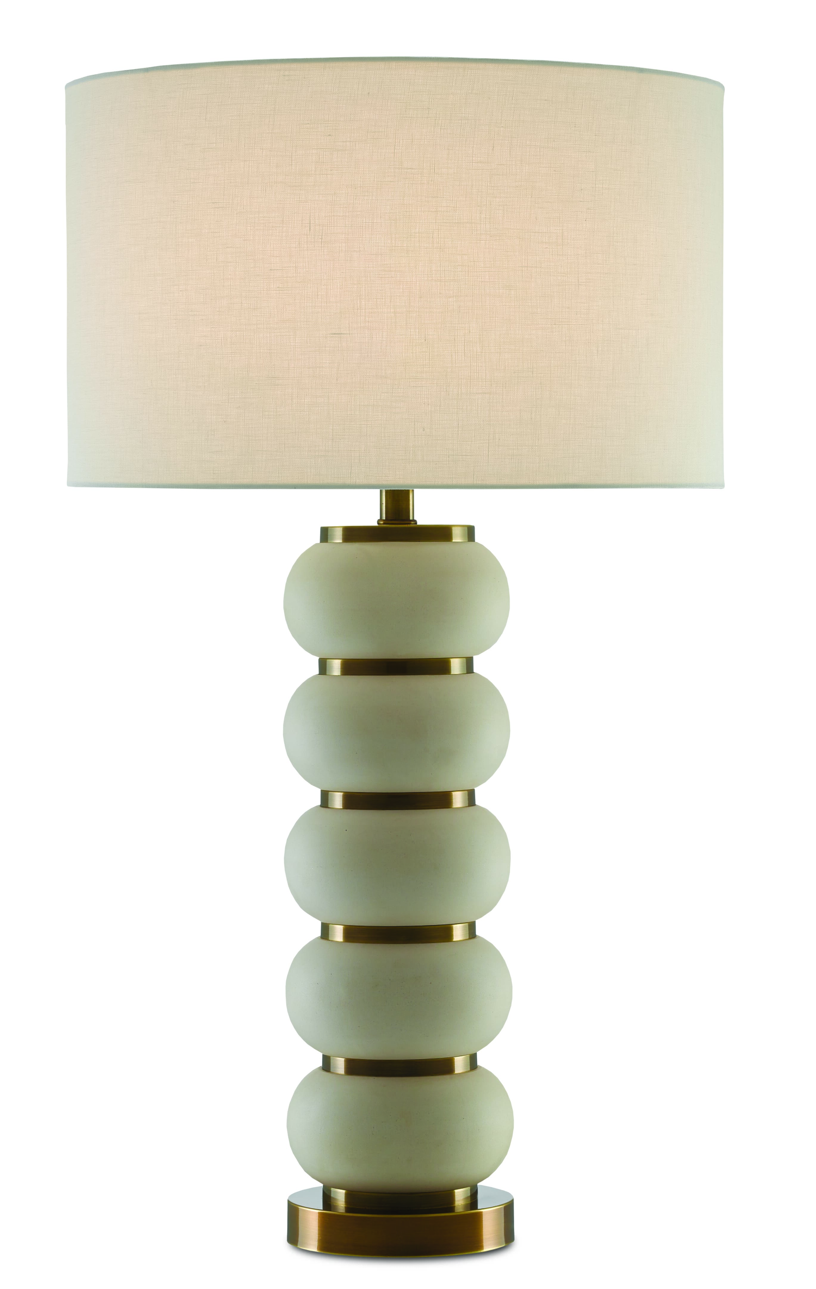 33" Luko Table Lamp in White Mud and Antique Brass