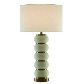 Currey & Company 33" Luko Table Lamp in White Mud and Antique Brass