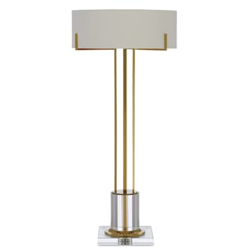 Currey & Company 2-Light 32" Winsland Brass Table Lamp in Polished Brass and Clear