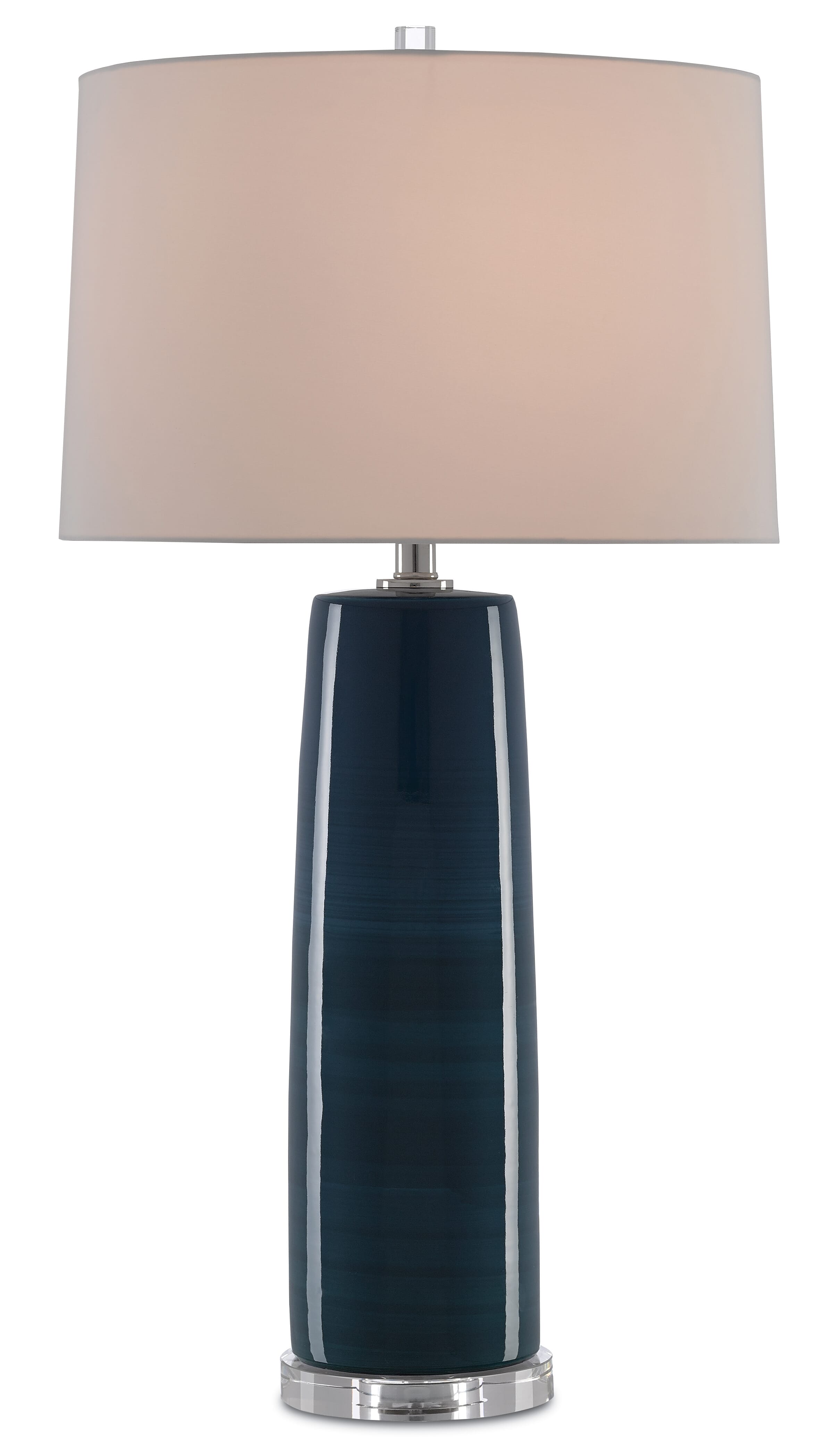 33" Azure Table Lamp in Navy and Polished Nickel