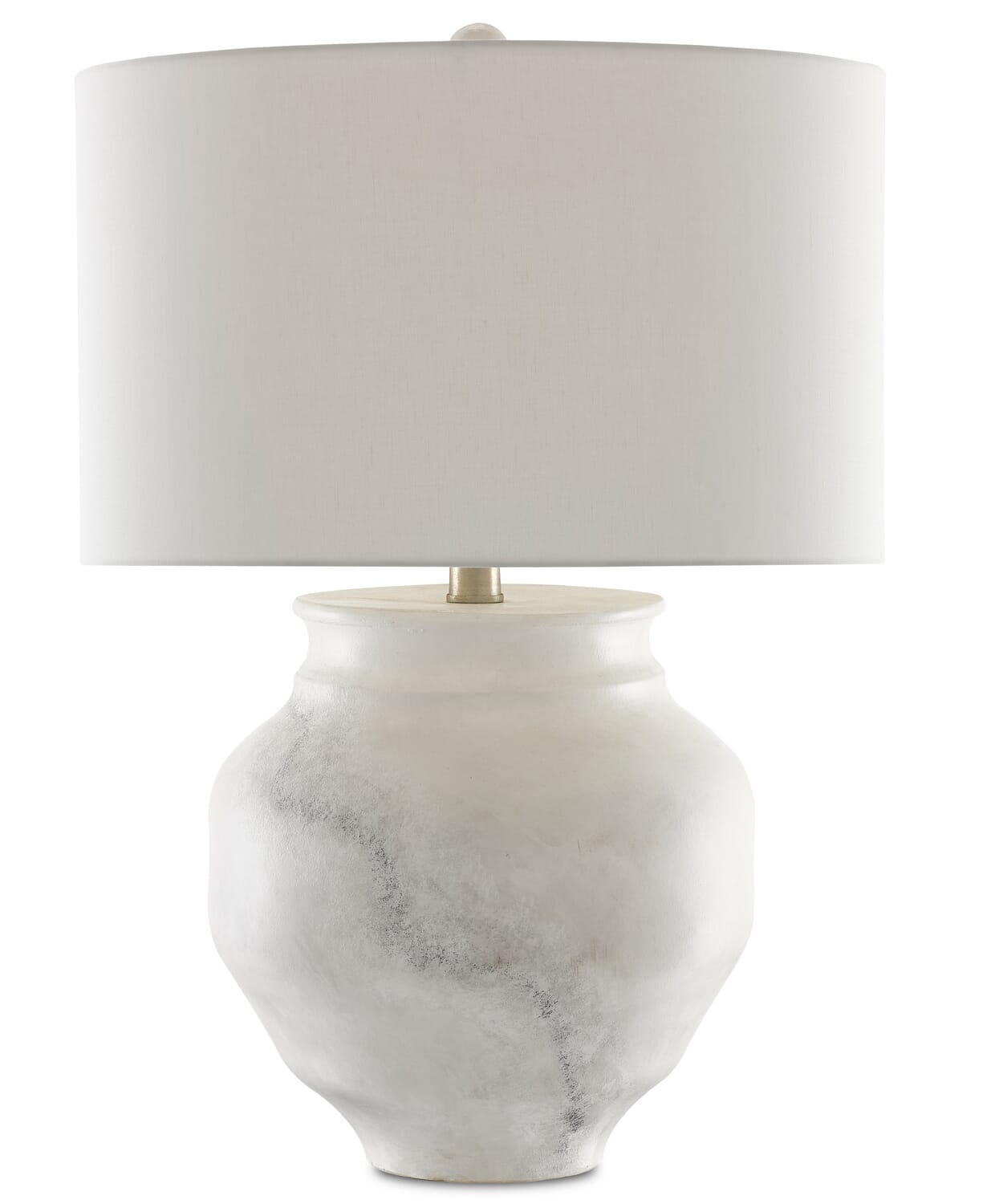 Kalossi 1-Light Table Lamp in Painted White with Painted Gray with Contemporary Silver Leaf