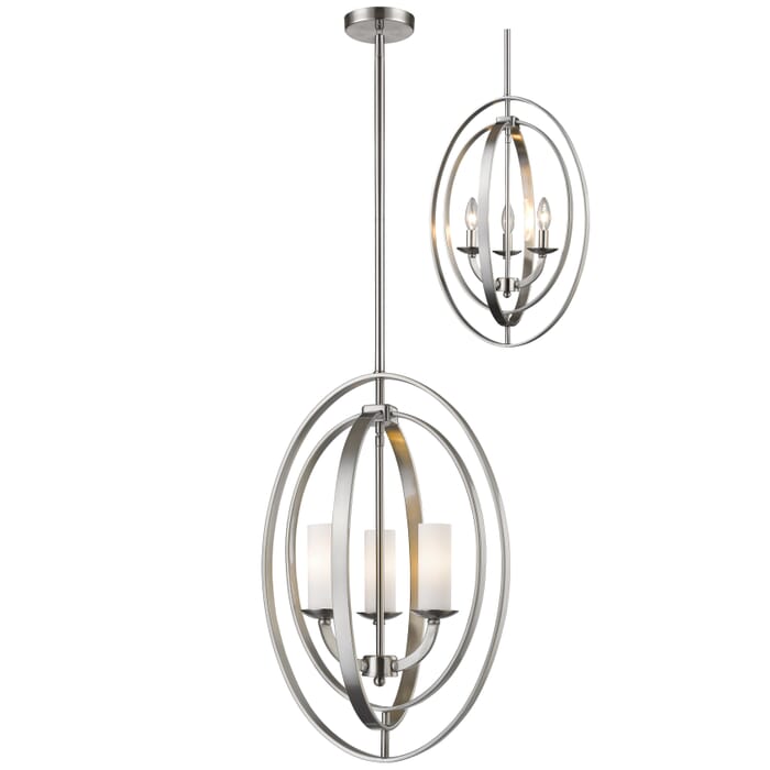 Z-Lite Ashling 3-Light Pendant Light In Brushed Nickel Z-Lite Ashling 3-Light Pendant Light In Brushed Nickel