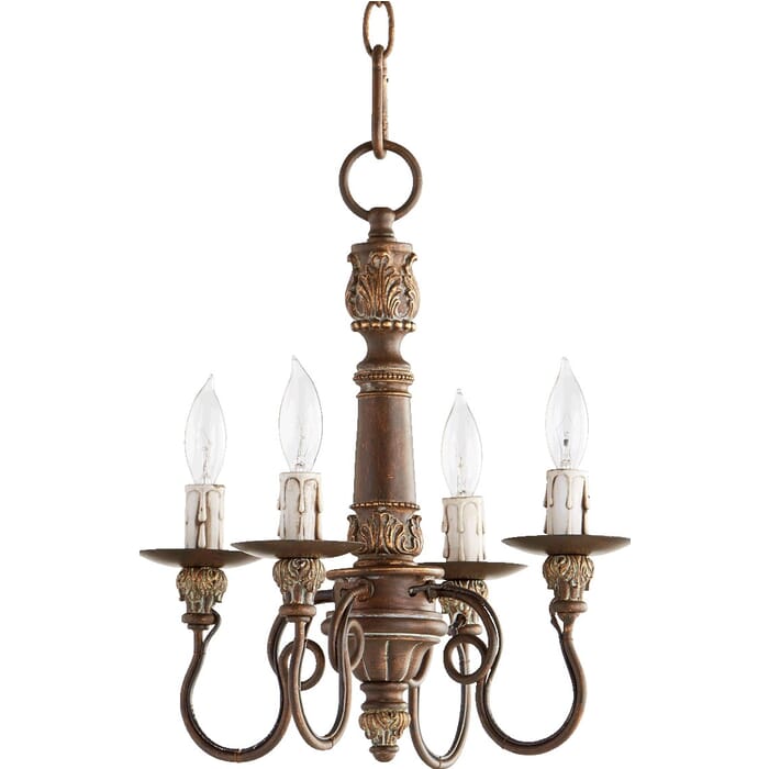 Quorum Salento 4-Light 15" Transitional Chandelier in Vintage Copper Quorum Salento 4-Light 15" Transitional Chandelier in Vintage Copper