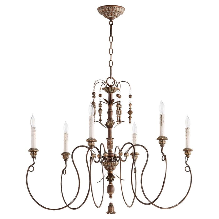 Quorum Salento 6-Light 28" Transitional Chandelier in Vintage Copper Quorum Salento 6-Light 28" Transitional Chandelier in Vintage Copper