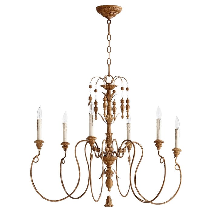 Quorum Salento 6-Light 28" Transitional Chandelier in French Umber Quorum Salento 6-Light 28" Transitional Chandelier in French Umber