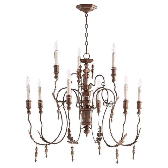 Quorum Salento 9-Light 34" Transitional Chandelier in Vintage Copper Quorum Salento 9-Light 34" Transitional Chandelier in Vintage Copper