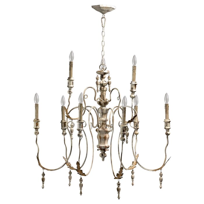 Quorum Salento 9-Light 34" Transitional Chandelier in Persian White Quorum Salento 9-Light 34" Transitional Chandelier in Persian White
