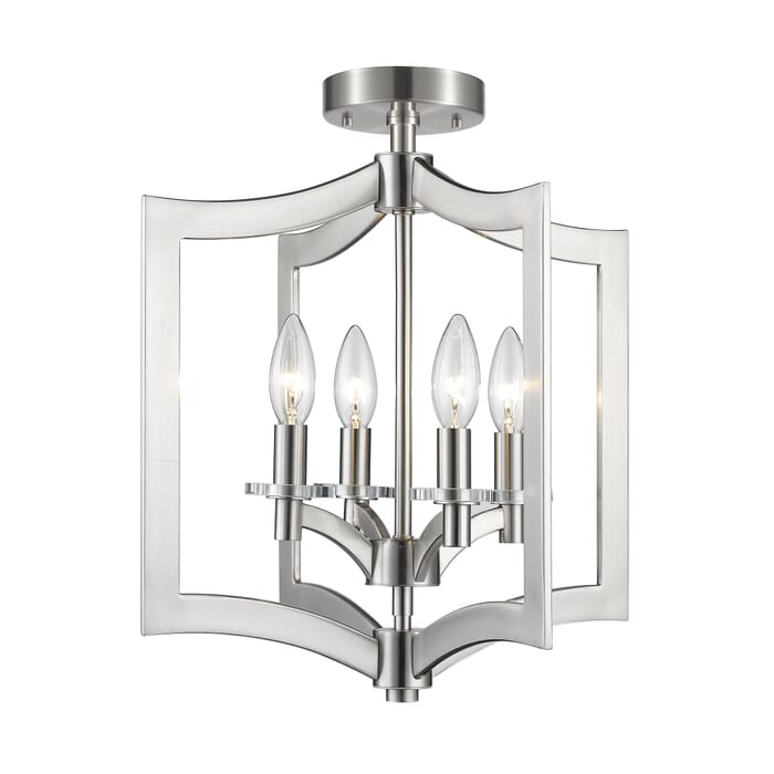 Z-Lite Zander 4-Light Semi Flush Mount Ceiling Light In Brushed Nickel Z-Lite Zander 4-Light Semi Flush Mount Ceiling Light In Brushed Nickel