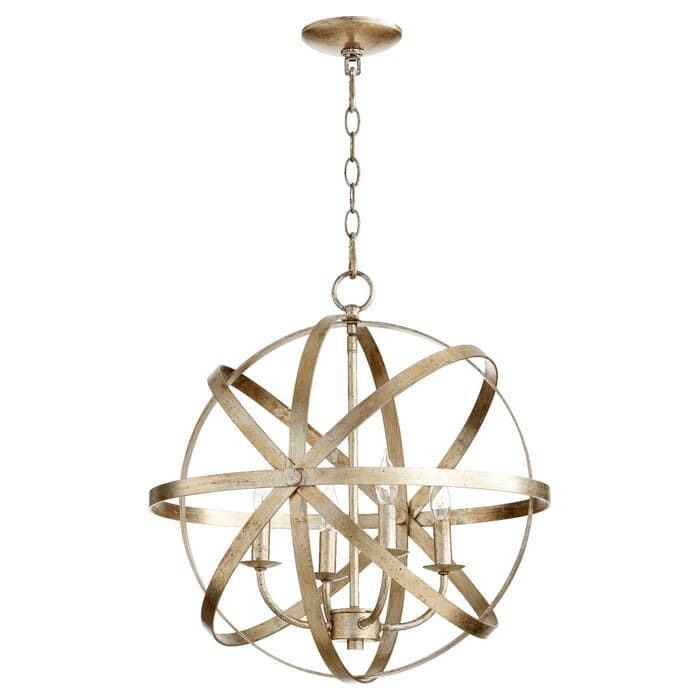 Quorum Celeste 4-Light 21" Transitional Chandelier in Aged Silver Leaf Quorum Celeste 4-Light 21" Transitional Chandelier in Aged Silver Leaf