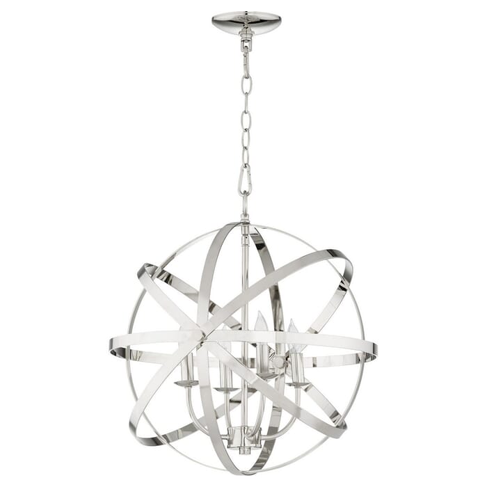 Quorum Celeste 4-Light 21" Transitional Chandelier in Polished Nickel Quorum Celeste 4-Light 21" Transitional Chandelier in Polished Nickel