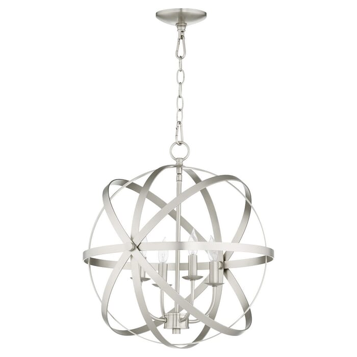 Quorum Celeste 4-Light 21" Transitional Chandelier in Satin Nickel Quorum Celeste 4-Light 21" Transitional Chandelier in Satin Nickel